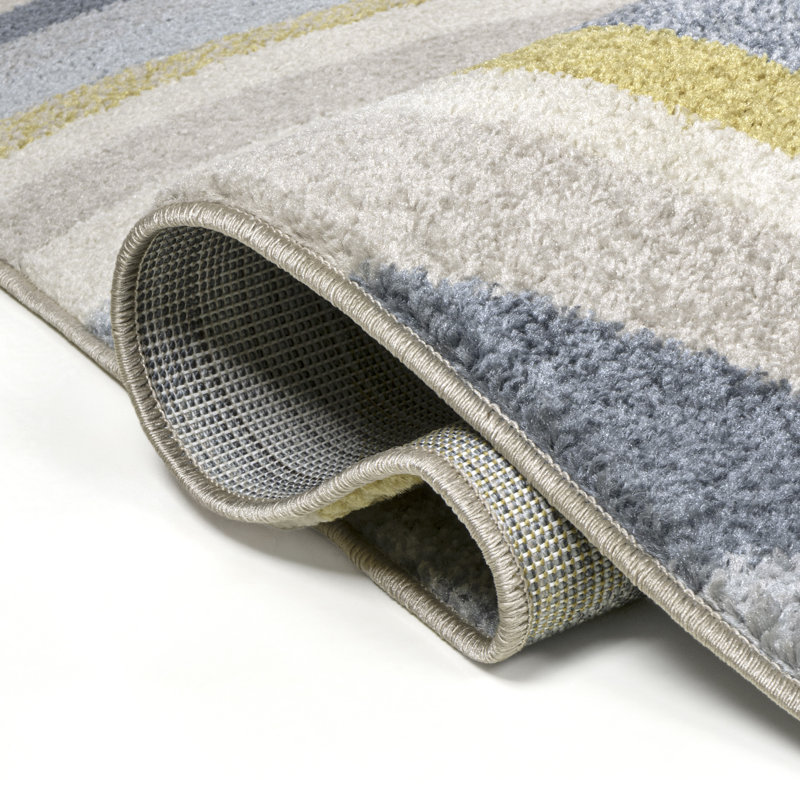 Albarado Abstract Swirl Blue/Mustard/Gray Rug, Runner 2' x 7'10"