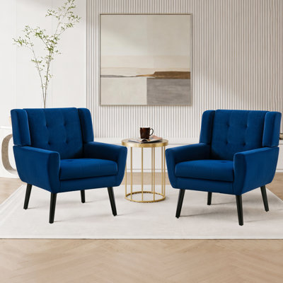 Tufted Upholstered Wide Back Armchair（Set of 2）