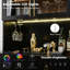 Meuble-bar à café moderne en arc de cercle avec éclairage d'ambiance DEL intelligent et station de recharge, vitrine de style vintage français pour salle à manger et salon-1621242743