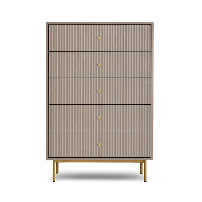 Bartko 80 cm W Chest of 5 Drawers, Grey