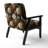Cobalt Blue Scrollwork Swirls Victorian Pattern II - Upholstered Floral Accent Chair-1244380971