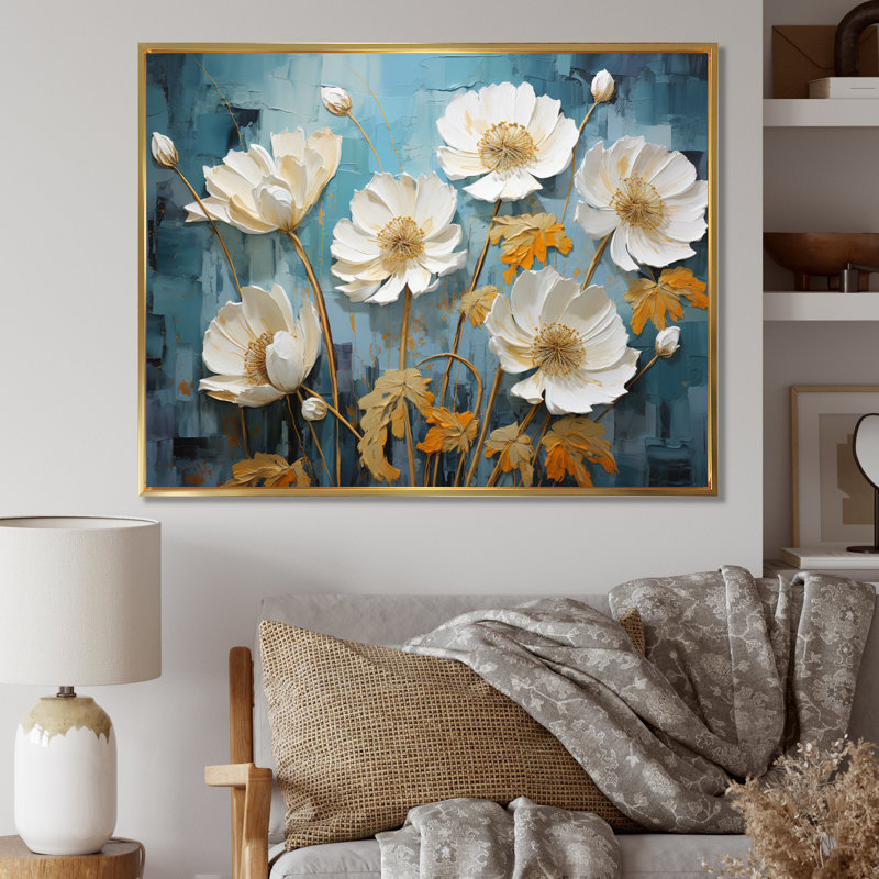 «Green Dandelion Dandelion Daydream», reproduction sur toile, 30" H x 40" W, Cadre flottant doré