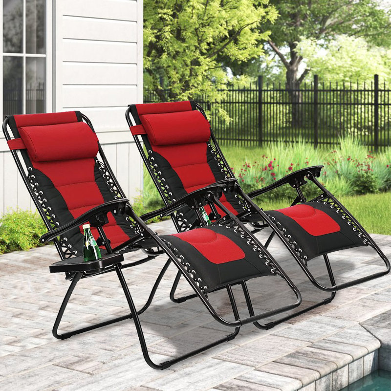 Chaise inclinable zéro gravité avec coussin, Rouge
