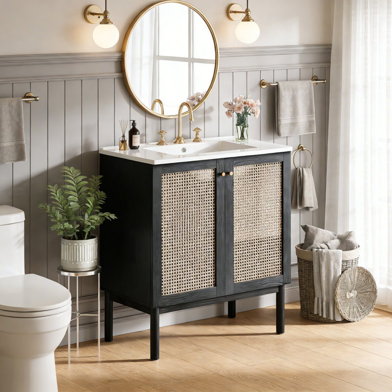 Meuble-lavabo de 30 pouces, Noir