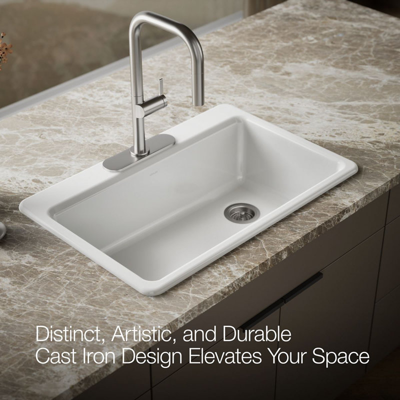Riverby 33" Top-Mount Single-Bowl Kitchen Sink, White, 3 hole