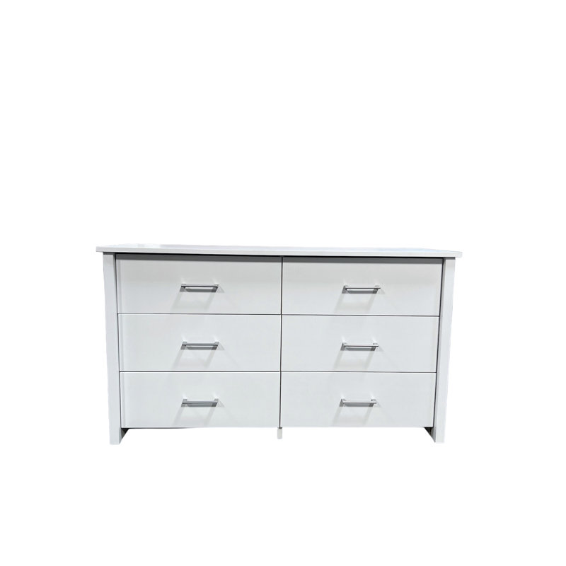 Emidio 6-Drawer Dresser, White