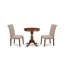 L'ensemble de 3 tables de salle à manger modernes comprend une table ronde en bois avec piédestal et 2 chaises de salle à manger Parson en tissu brun clair et acajou-913428049-913428048