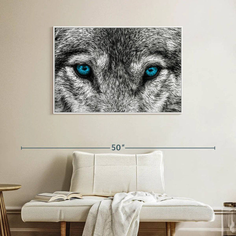 Loup frais, Cadre flottant blanc, 40 po x 27 po