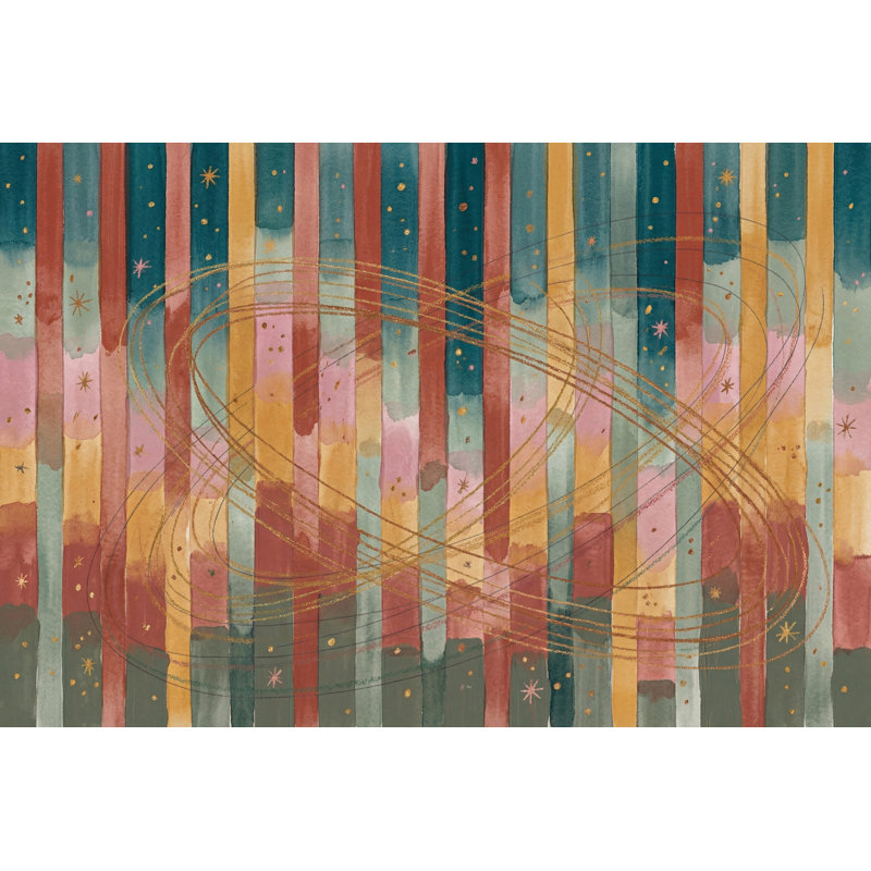 Papier peint céleste rayé aquarelle, 120 po x 96 po, Peler et coller