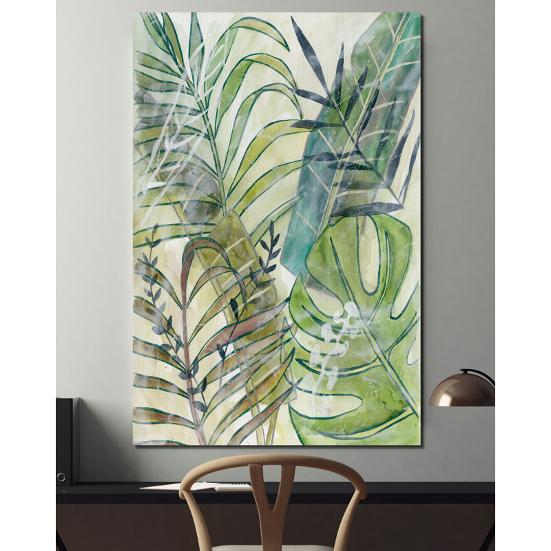 « layers palms i »-impression sur toile, H 48 po x l 32 po x P 1,5 po, Toile tendue