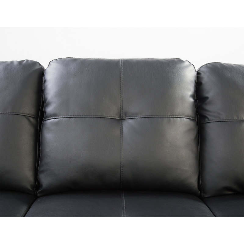 Canapé modulaire en similicuir avec repose-pieds, Noir