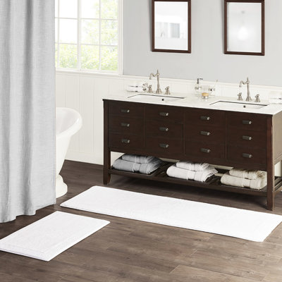 3000 Gsm Cotton Bath Rug, 21x34", White, Reversible, & Tranquil 100% Reversible Gsm, Fine