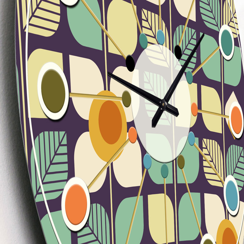 Horloge murale Botanical Retro Design III - Mid-Century, Petit
