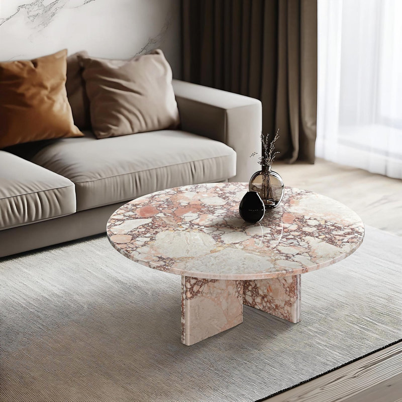 Table basse en marbre naturel rose, petite table, table de salon, pierre naturelle, marbre véritable, véritable marbre