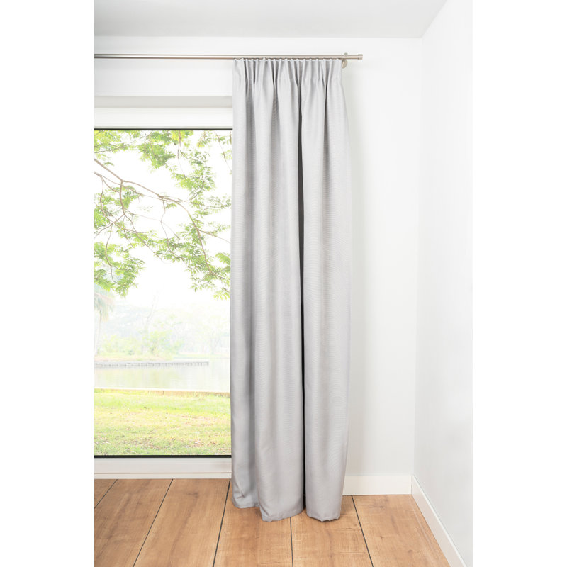 Habito Rillball Tab Top Room Darkening Single Door Curtain, 300cm W x 135cm D, Grey