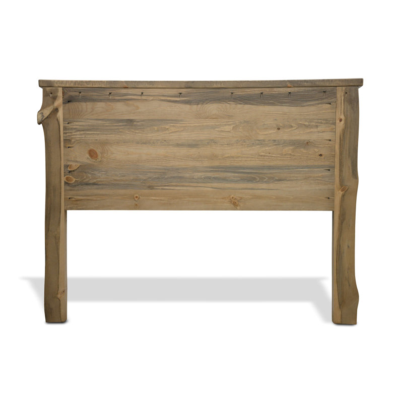 Apgar Collection Rough Sawn Solid Slab Headboard, King - Pecan Stain and Clear Lacquer Finish, Oak, King