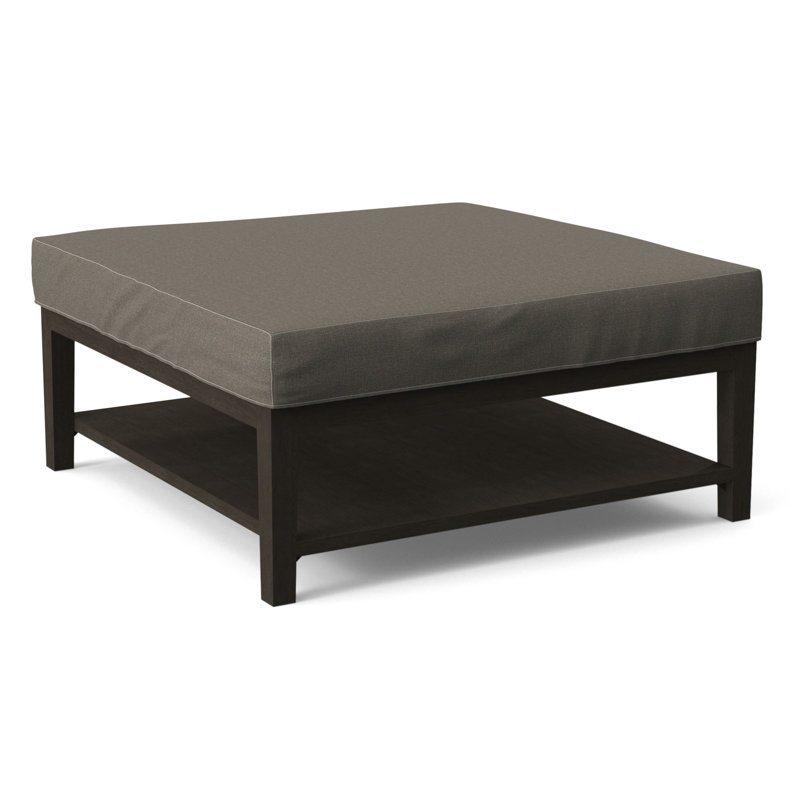 Hammond Square Ottoman, Antique Black Finish, Gray Sugar Performance; 0863-84