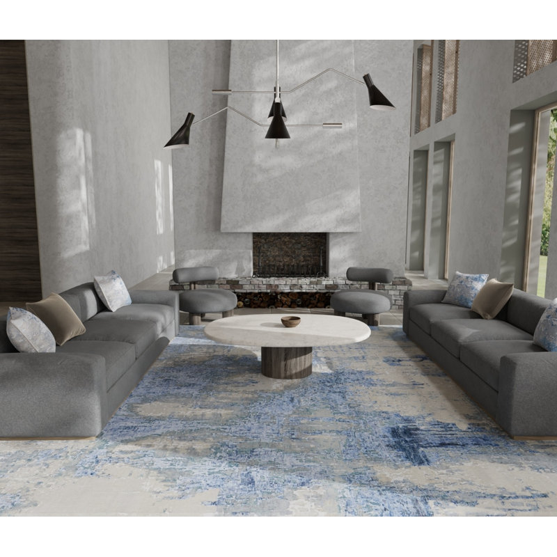 Tapis bleu Tenyia, Rectangulaire 3 pi x 5 pi