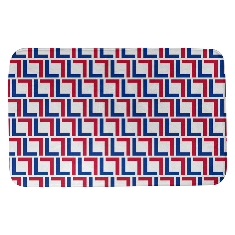 Tapis pour salle de bain Baltimore, l 21 po x L 34 po, White/Blue/Red