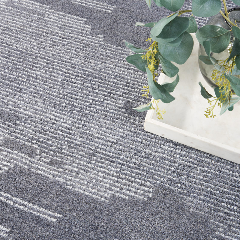 Abstract Area Rug in Blue/Ivory, Rectangle 7'9" x 9'9"