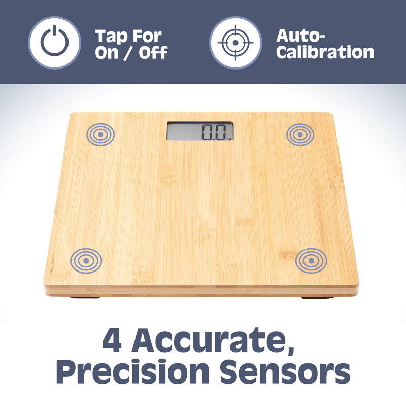 Ultra Thin, Bamboo Scale with Easy To Read LCD Display - Auto Step On