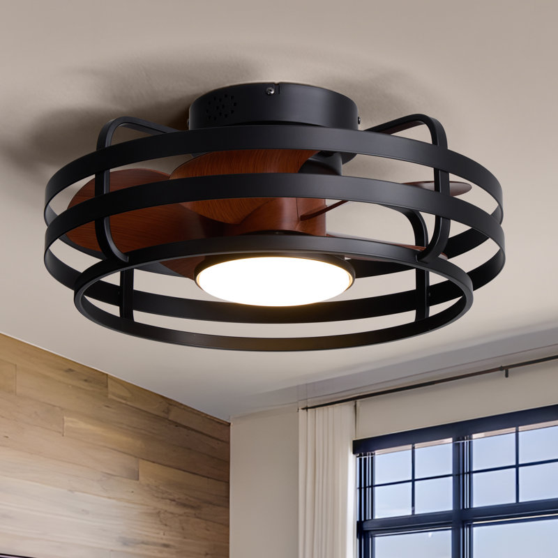 Ventilateur de plafond 20 po avec lumière encastrée à DEL avec télécommande 6 vitesses et minuterie, 20 po de largeur