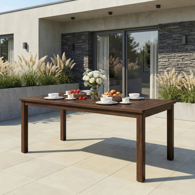 Table de salle à manger rectangulaire d'extérieur en acacia, l 68,9 po