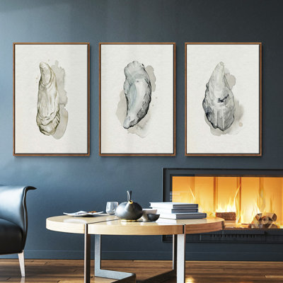Oysters On The Bay I, ensemble de 3 toiles encadrées sur toile