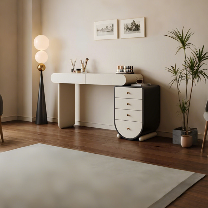 47.24"White and Black Solid + Manufactured Wood Vanity