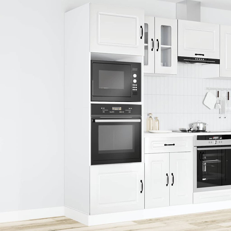 Oven Cabinets 2 Pcs Lucca Engineered Wood, Gloss White