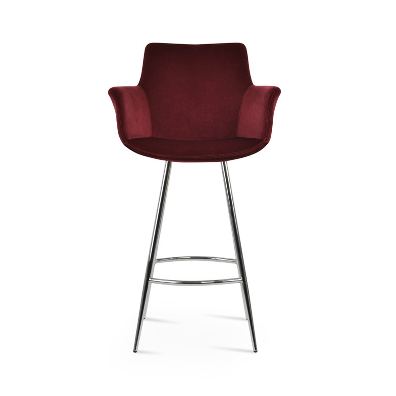 Tabouret de bar et de comptoir Bottega Galata, Chrome, Tabouret de bar (siège d'une hauteur de 29 po), Ère rouge