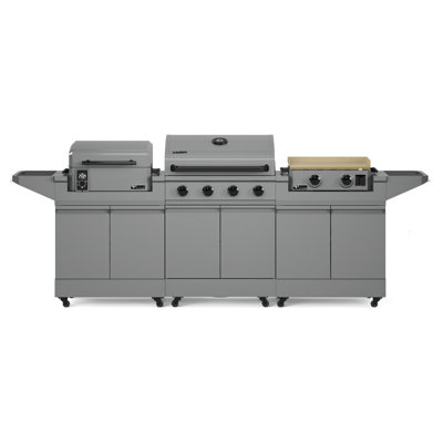 TYTUS Modular 4-Burner Gas Grill, Pellet Smoker with Cart and Gas Griddle with Cart