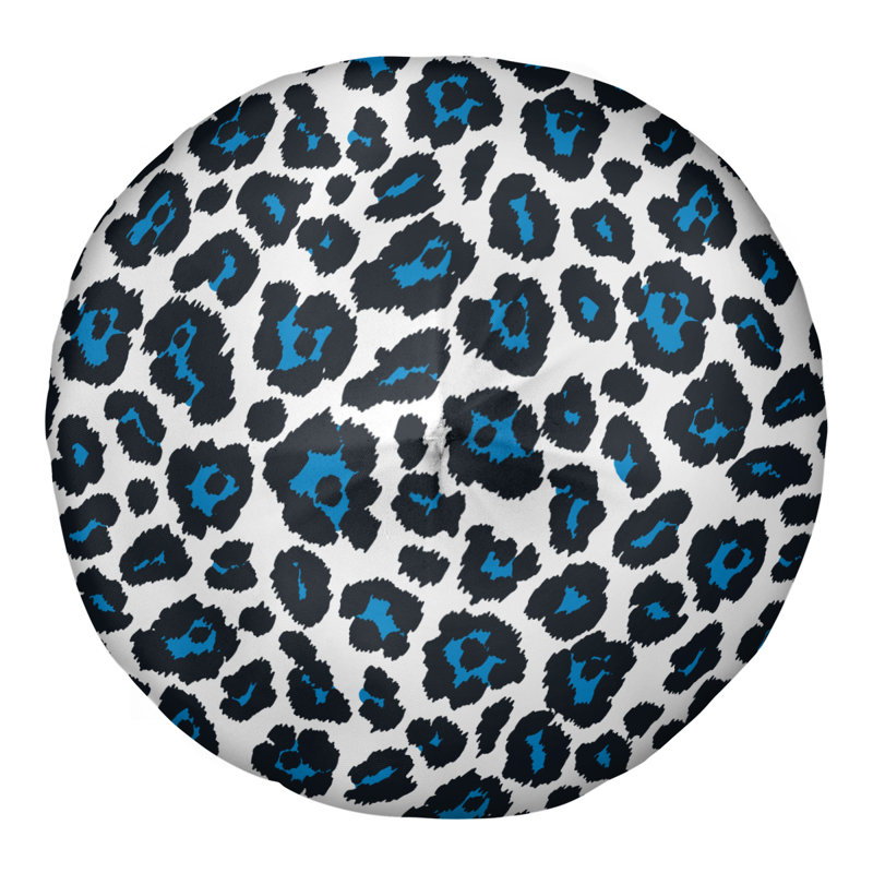 Housse et insert de coussin touffeté rond, H 26 po x l 26 po x P 4 po, Blanc / noir / bleu