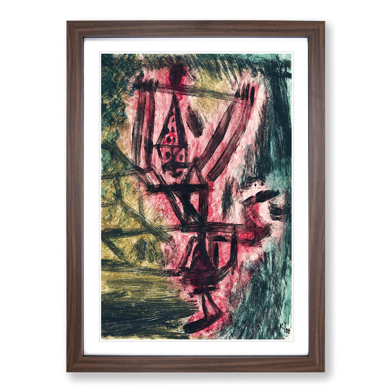 Fire Clown by Paul Klee - Framed Print, 36cm H x 27cm W x 2cm D, Walnut Framed
