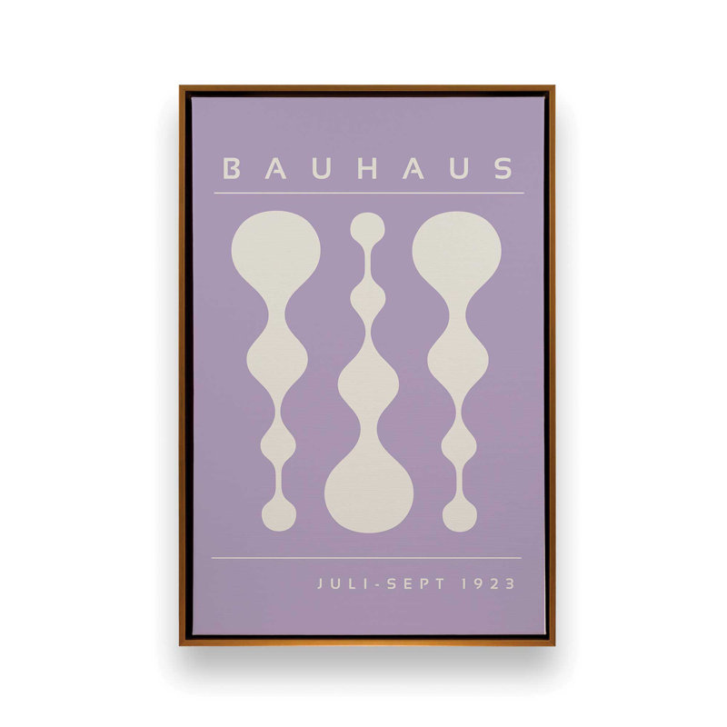 Affiche de toile mauve rétro Bauhaus II dans un cadre, Or poli, Reproduction encadrée sans passe-partout