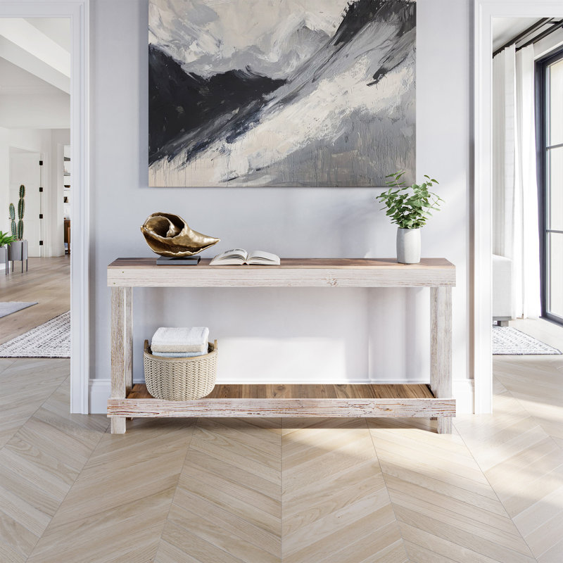 The Holiday Aisle 60" White Narrow Solid Wood Console Table, White