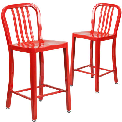 Indoor/Outdoor Commercial Grade Metal Modern Barstools (Set of 2) by Flash Furniture by Wade Logan