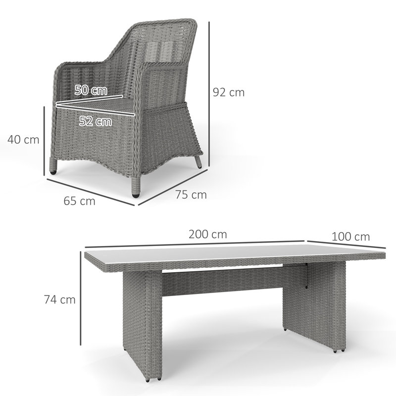 Rectangular 7 - Piece 6 - Person 200Cm L Outdoor Table Set