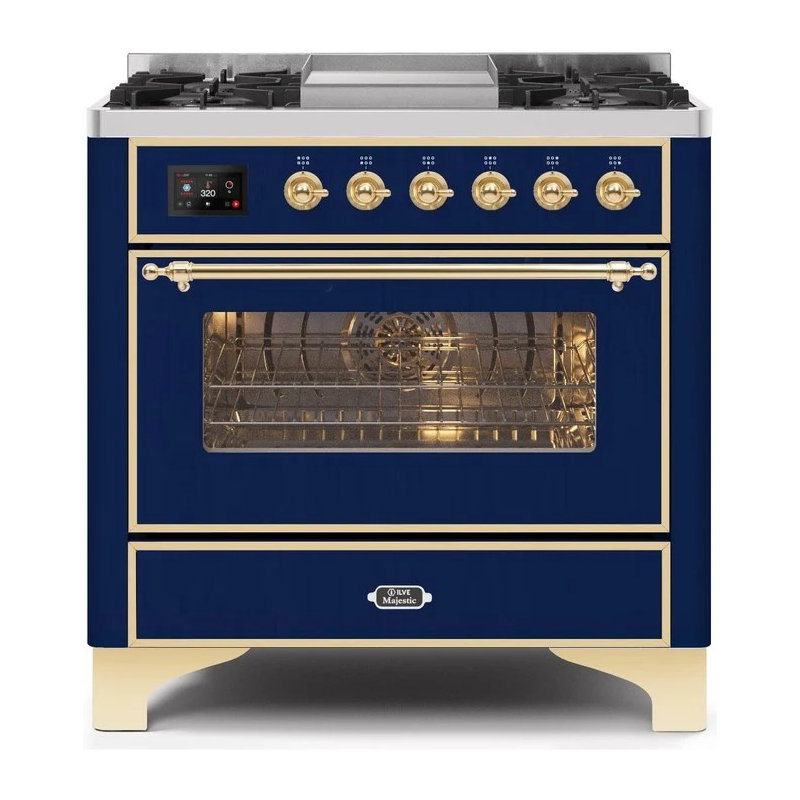 Majestic II Series 36" 3.5 cu ft. Freestanding Dual Fuel Range, Midnight Blue/Brass, Natural Gas
