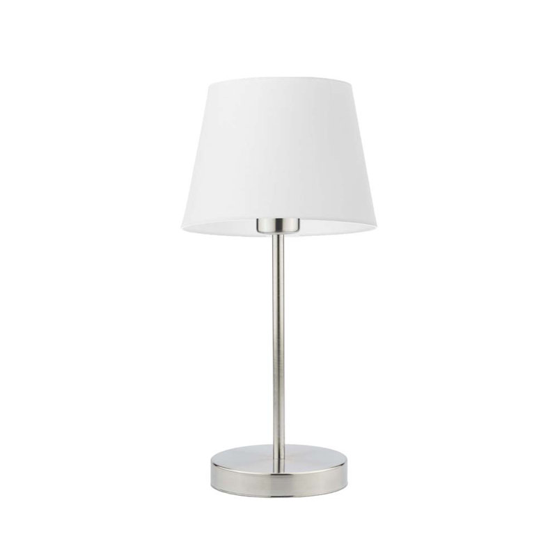 Arsens Metal Table Lamp, Brushed Steel, White