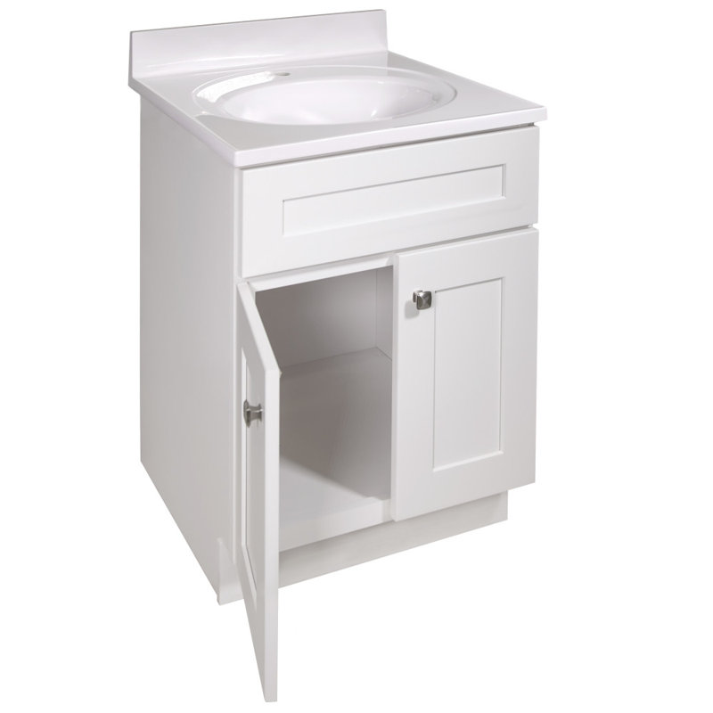 Brookings 25 Inch Bathroom Vanity with Top, Ready to Assemble, Sherwin Williams White – Design House, 584888, White;White