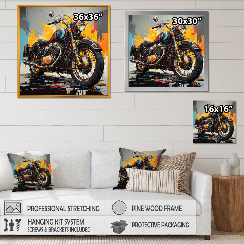 «Moto Dreams On The Road On», reproduction sur toile, Toile tendue, H 24 po x l 24 po x P 1 po
