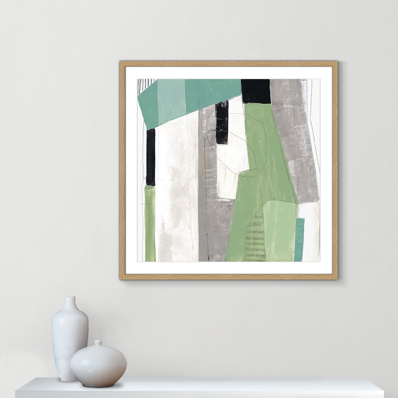 Evergreen Essence I by Tom Reeves, Natural Box Framed, 32" H x 32" W x 1.25" D