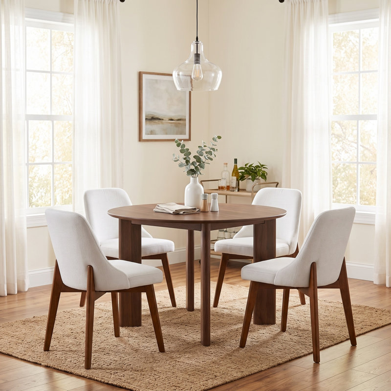 Table de salle à manger Moton, 30" H x 42" W x 42" D, 5 Pieces: Table, 4 Chairs, Walnut