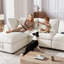 Canapé modulaire luxueux en forme de nuage, canapé modulaire en L à assise profonde de 110,5 po à 3 places avec repose-pieds, structure en bois massif, accoudoirs larges, porte-gobelet USB / Type-C et moderne, confortable pour le salon, blanc chaud-1602684036
