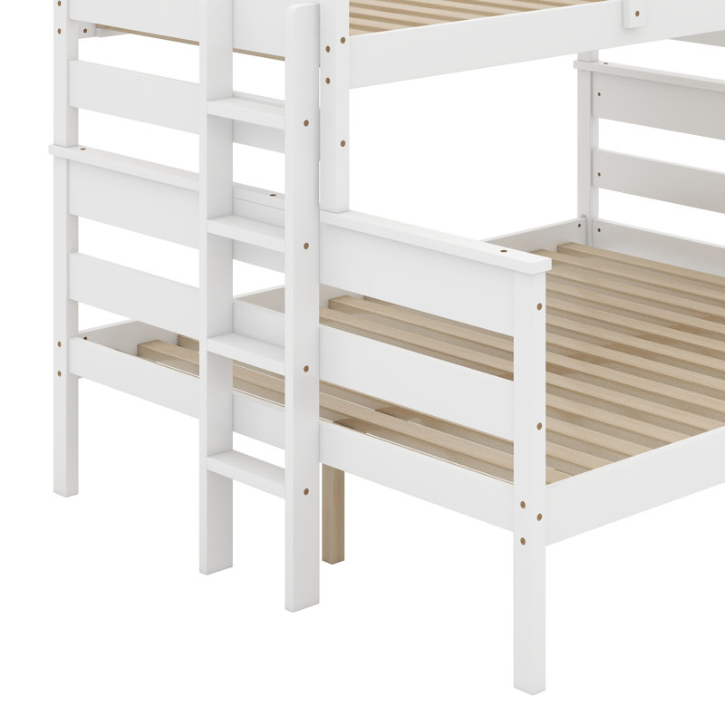 Wood Twin XL Over Queen Bunk Bed With Ladder