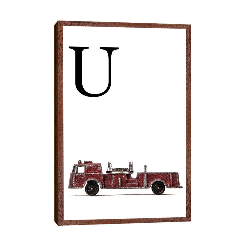 U Fire Engine Letter 1 Piece Wall Art on Canvas, 101.6 cm H x 66.04 cm W, Classic Brown Wood Framed