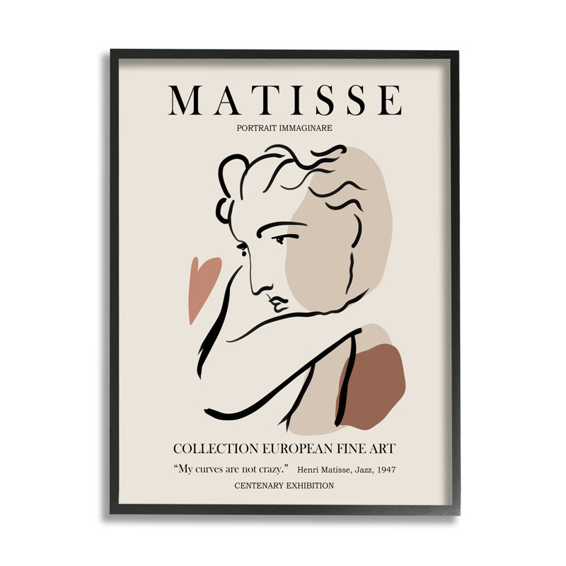 «Woman Face Modern Neutral Tones Outline Exposure», Giclée encadrée noir minuit, L 11 po x H 11 po
