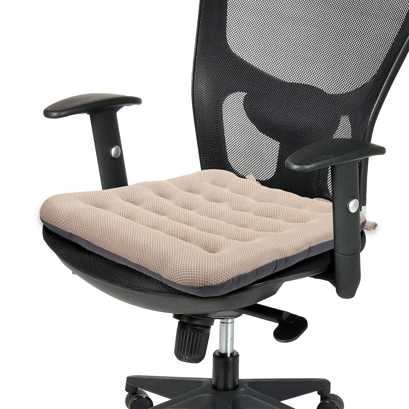 Excellent Support Effect Office Chair Cushion 1 Pack, Luxury Air Mesh Breathable Non-Slip Desk Computer Seat Cushion, Kitchen Dining Room Square Chair Pad , Beige