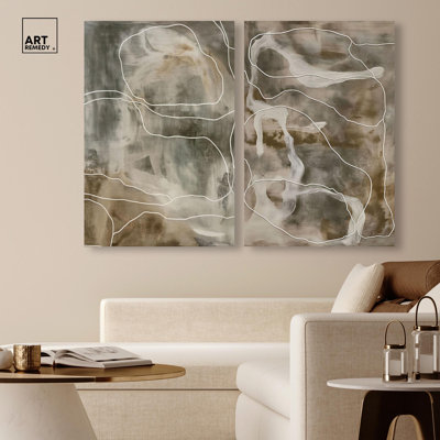 Shiftin Strata Set Canvas Set of 2 Boho Abstract Art by 